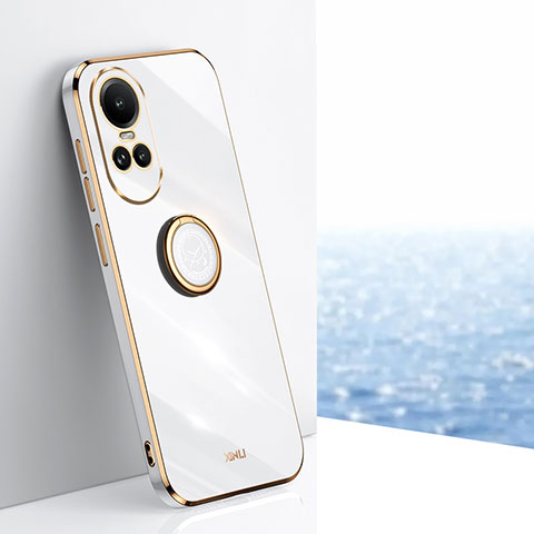 Custodia Silicone Ultra Sottile Morbida Cover con Magnetico Anello Supporto XL1 per Oppo Reno10 Pro 5G Bianco