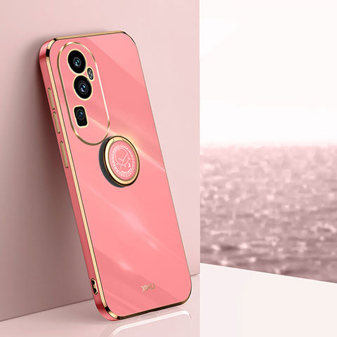 Custodia Silicone Ultra Sottile Morbida Cover con Magnetico Anello Supporto XL1 per Oppo Reno10 Pro+ Plus 5G Rosa Caldo