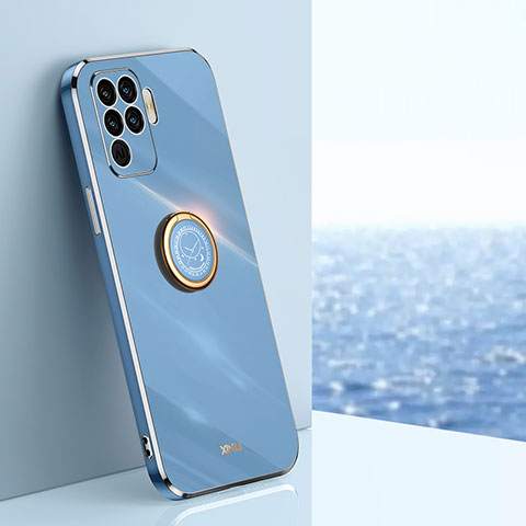 Custodia Silicone Ultra Sottile Morbida Cover con Magnetico Anello Supporto XL1 per Oppo Reno5 F Blu