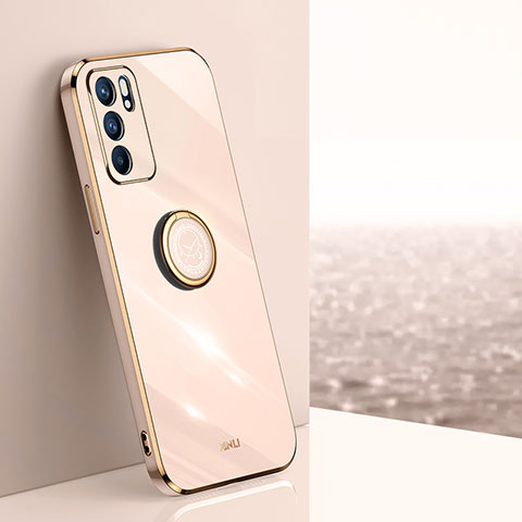 Custodia Silicone Ultra Sottile Morbida Cover con Magnetico Anello Supporto XL1 per Oppo Reno6 Z 5G Oro