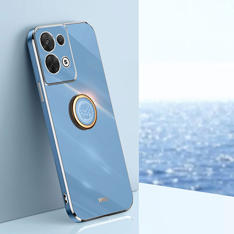 Custodia Silicone Ultra Sottile Morbida Cover con Magnetico Anello Supporto XL1 per Oppo Reno8 Pro 5G Blu