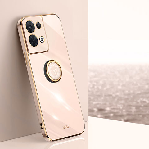 Custodia Silicone Ultra Sottile Morbida Cover con Magnetico Anello Supporto XL1 per Oppo Reno8 Pro 5G Oro