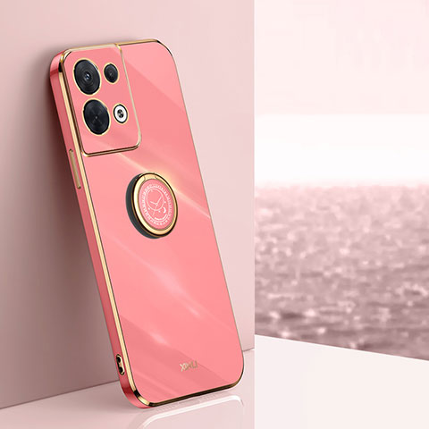 Custodia Silicone Ultra Sottile Morbida Cover con Magnetico Anello Supporto XL1 per Oppo Reno8 Pro+ Plus 5G Rosa Caldo