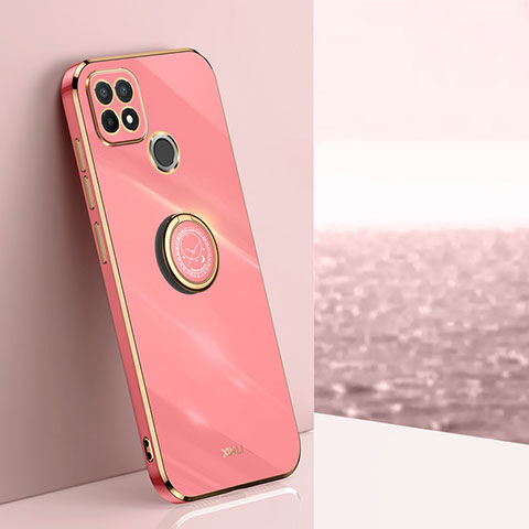 Custodia Silicone Ultra Sottile Morbida Cover con Magnetico Anello Supporto XL1 per Realme C21Y Rosa Caldo