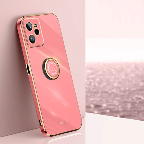 Custodia Silicone Ultra Sottile Morbida Cover con Magnetico Anello Supporto XL1 per Realme Narzo 50A Prime Rosa Caldo