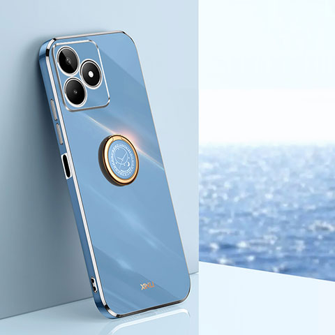 Custodia Silicone Ultra Sottile Morbida Cover con Magnetico Anello Supporto XL1 per Realme Narzo N53 Blu