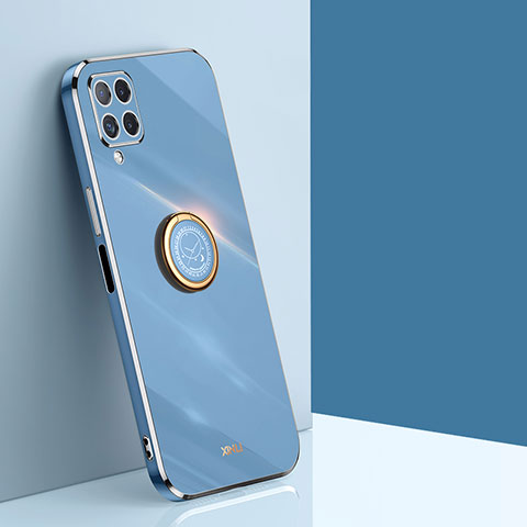 Custodia Silicone Ultra Sottile Morbida Cover con Magnetico Anello Supporto XL1 per Samsung Galaxy A12 5G Blu