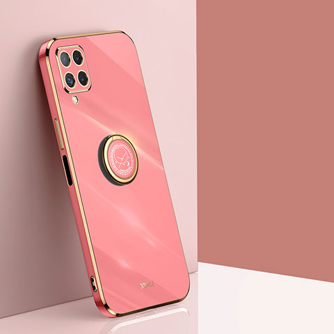 Custodia Silicone Ultra Sottile Morbida Cover con Magnetico Anello Supporto XL1 per Samsung Galaxy A12 Rosa Caldo