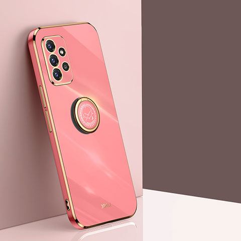 Custodia Silicone Ultra Sottile Morbida Cover con Magnetico Anello Supporto XL1 per Samsung Galaxy A72 4G Rosa Caldo