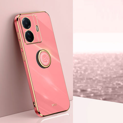 Custodia Silicone Ultra Sottile Morbida Cover con Magnetico Anello Supporto XL1 per Vivo T1 Pro 5G Rosa Caldo