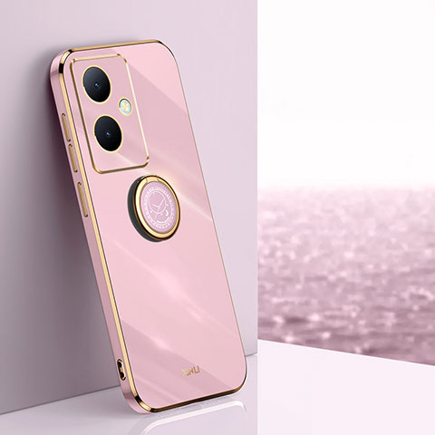 Custodia Silicone Ultra Sottile Morbida Cover con Magnetico Anello Supporto XL1 per Vivo V29 Lite 5G Rosa