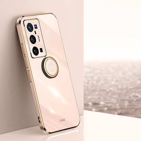 Custodia Silicone Ultra Sottile Morbida Cover con Magnetico Anello Supporto XL1 per Vivo X70 Pro+ Plus 5G Oro