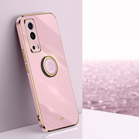 Custodia Silicone Ultra Sottile Morbida Cover con Magnetico Anello Supporto XL1 per Vivo Y72 5G Rosa