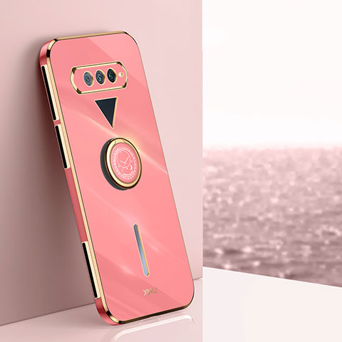 Custodia Silicone Ultra Sottile Morbida Cover con Magnetico Anello Supporto XL1 per Xiaomi Black Shark 4S 5G Rosa Caldo