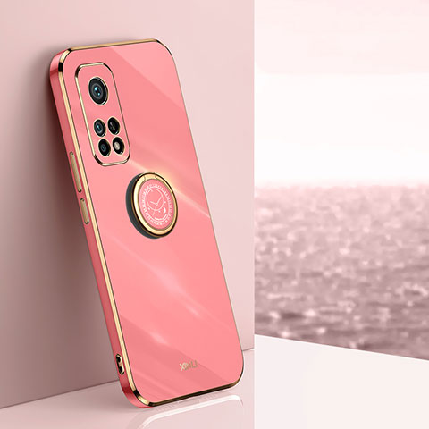 Custodia Silicone Ultra Sottile Morbida Cover con Magnetico Anello Supporto XL1 per Xiaomi Mi 10T Pro 5G Rosa Caldo