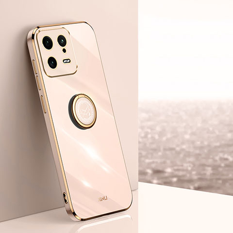 Custodia Silicone Ultra Sottile Morbida Cover con Magnetico Anello Supporto XL1 per Xiaomi Mi 13 5G Oro