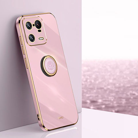 Custodia Silicone Ultra Sottile Morbida Cover con Magnetico Anello Supporto XL1 per Xiaomi Mi 13 Pro 5G Rosa