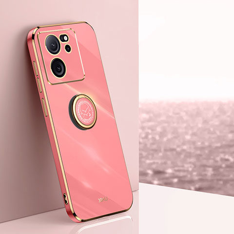 Custodia Silicone Ultra Sottile Morbida Cover con Magnetico Anello Supporto XL1 per Xiaomi Mi 13T 5G Rosa Caldo