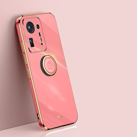 Custodia Silicone Ultra Sottile Morbida Cover con Magnetico Anello Supporto XL1 per Xiaomi Mi Mix 4 5G Rosa Caldo