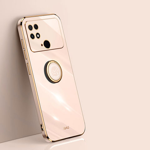 Custodia Silicone Ultra Sottile Morbida Cover con Magnetico Anello Supporto XL1 per Xiaomi Poco C40 Oro