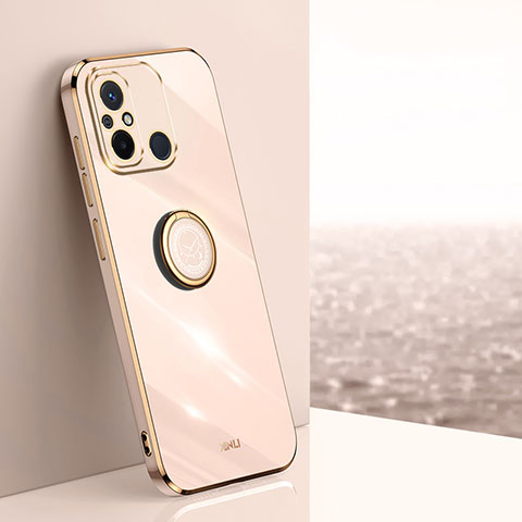 Custodia Silicone Ultra Sottile Morbida Cover con Magnetico Anello Supporto XL1 per Xiaomi Poco C55 Oro