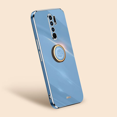 Custodia Silicone Ultra Sottile Morbida Cover con Magnetico Anello Supporto XL1 per Xiaomi Poco M2 Blu