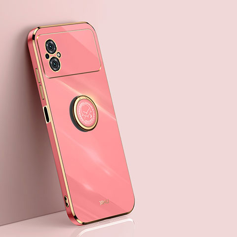 Custodia Silicone Ultra Sottile Morbida Cover con Magnetico Anello Supporto XL1 per Xiaomi Poco M4 5G Rosa Caldo