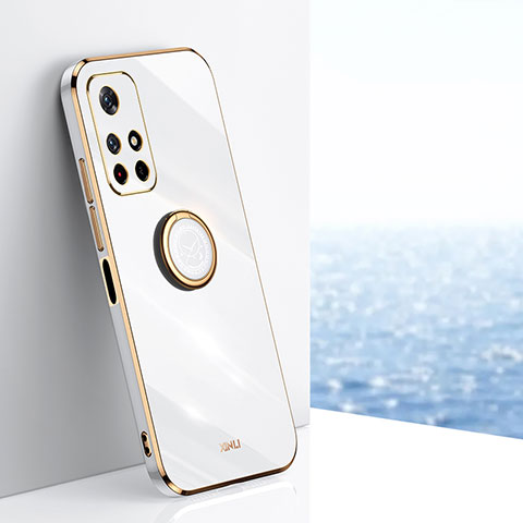 Custodia Silicone Ultra Sottile Morbida Cover con Magnetico Anello Supporto XL1 per Xiaomi Poco M4 Pro 5G Bianco