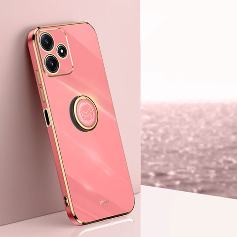 Custodia Silicone Ultra Sottile Morbida Cover con Magnetico Anello Supporto XL1 per Xiaomi Poco M6 Pro 5G Rosa Caldo