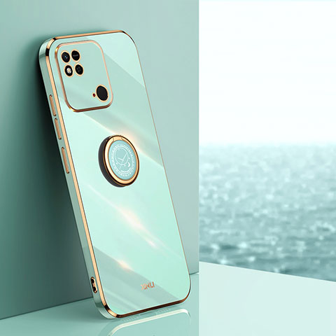 Custodia Silicone Ultra Sottile Morbida Cover con Magnetico Anello Supporto XL1 per Xiaomi Redmi 10C 4G Verde