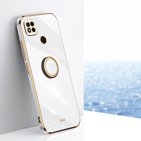 Custodia Silicone Ultra Sottile Morbida Cover con Magnetico Anello Supporto XL1 per Xiaomi Redmi 9 Activ Bianco