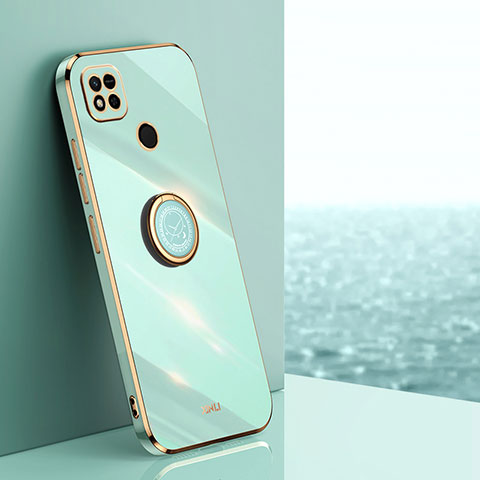 Custodia Silicone Ultra Sottile Morbida Cover con Magnetico Anello Supporto XL1 per Xiaomi Redmi 9 Activ Verde