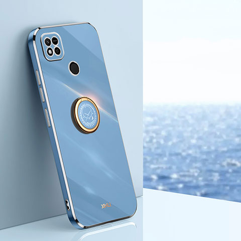 Custodia Silicone Ultra Sottile Morbida Cover con Magnetico Anello Supporto XL1 per Xiaomi Redmi 9 India Blu