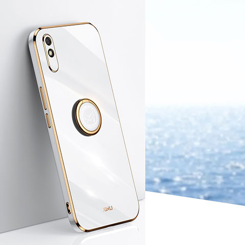 Custodia Silicone Ultra Sottile Morbida Cover con Magnetico Anello Supporto XL1 per Xiaomi Redmi 9A Bianco