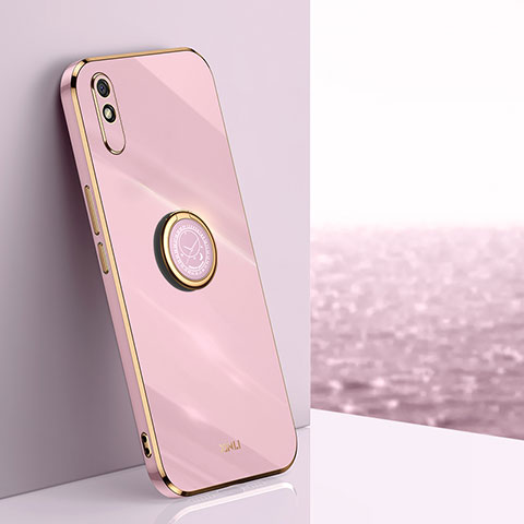 Custodia Silicone Ultra Sottile Morbida Cover con Magnetico Anello Supporto XL1 per Xiaomi Redmi 9AT Rosa