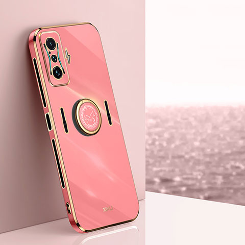 Custodia Silicone Ultra Sottile Morbida Cover con Magnetico Anello Supporto XL1 per Xiaomi Redmi K50 Gaming 5G Rosa Caldo