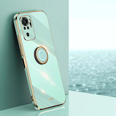 Custodia Silicone Ultra Sottile Morbida Cover con Magnetico Anello Supporto XL1 per Xiaomi Redmi Note 10 4G Verde