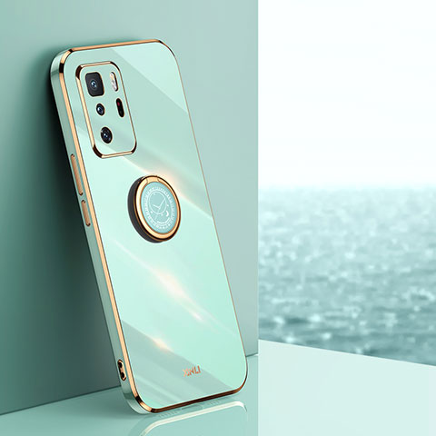 Custodia Silicone Ultra Sottile Morbida Cover con Magnetico Anello Supporto XL1 per Xiaomi Redmi Note 10 Pro 5G Verde