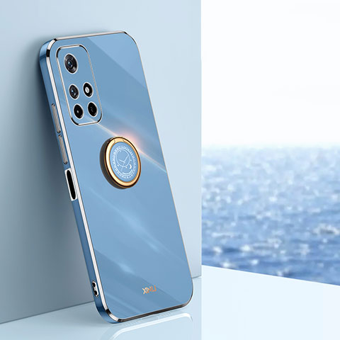 Custodia Silicone Ultra Sottile Morbida Cover con Magnetico Anello Supporto XL1 per Xiaomi Redmi Note 11 5G Blu