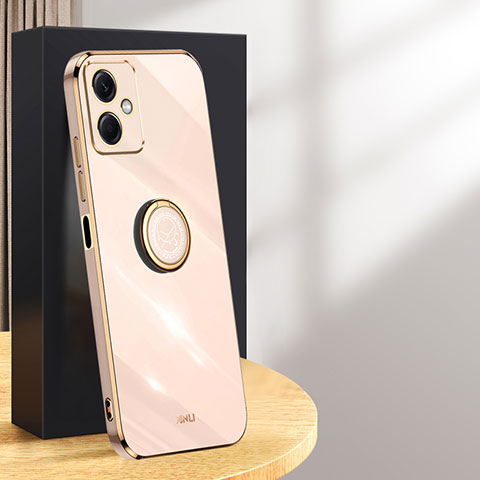 Custodia Silicone Ultra Sottile Morbida Cover con Magnetico Anello Supporto XL1 per Xiaomi Redmi Note 12R Pro 5G Oro Rosa