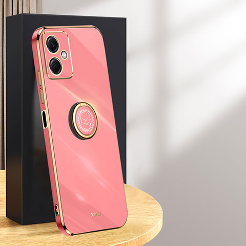 Custodia Silicone Ultra Sottile Morbida Cover con Magnetico Anello Supporto XL1 per Xiaomi Redmi Note 12R Pro 5G Rosa Caldo