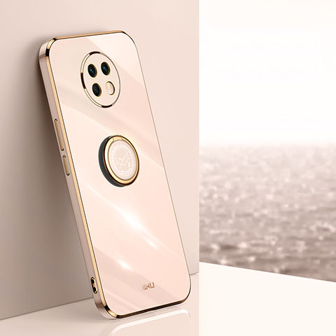 Custodia Silicone Ultra Sottile Morbida Cover con Magnetico Anello Supporto XL1 per Xiaomi Redmi Note 9T 5G Oro