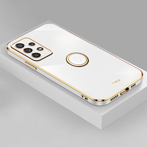 Custodia Silicone Ultra Sottile Morbida Cover con Magnetico Anello Supporto XL2 per Samsung Galaxy A32 5G Bianco