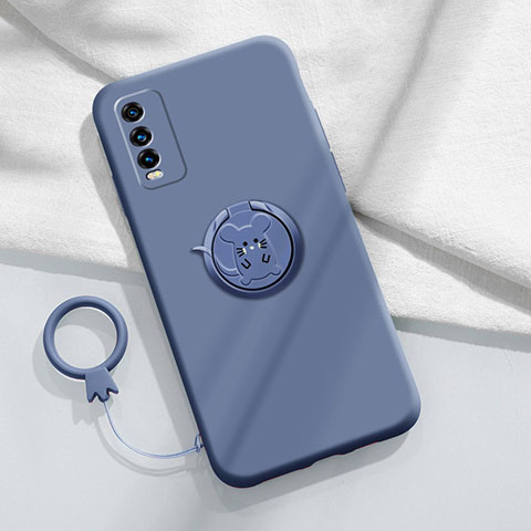 Custodia Silicone Ultra Sottile Morbida Cover con Magnetico Anello Supporto YK1 per Vivo Y20 (2021) Grigio Lavanda