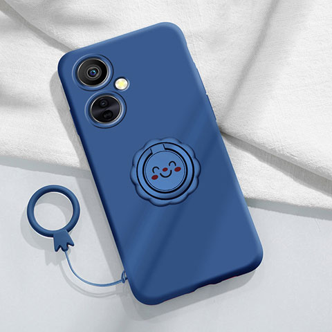 Custodia Silicone Ultra Sottile Morbida Cover con Magnetico Anello Supporto Z01 per OnePlus Nord CE 3 Lite 5G Blu