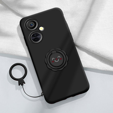 Custodia Silicone Ultra Sottile Morbida Cover con Magnetico Anello Supporto Z01 per OnePlus Nord N30 5G Nero