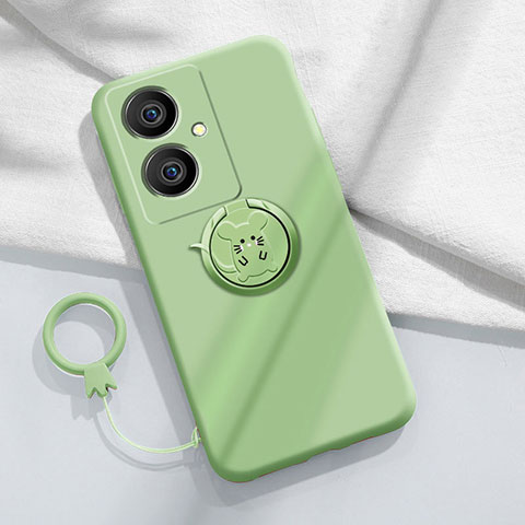 Custodia Silicone Ultra Sottile Morbida Cover con Magnetico Anello Supporto Z01 per Vivo V29 Lite 5G Verde