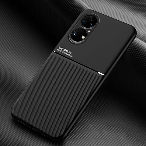 Custodia Silicone Ultra Sottile Morbida Cover con Magnetico per Huawei P50 Pro Nero