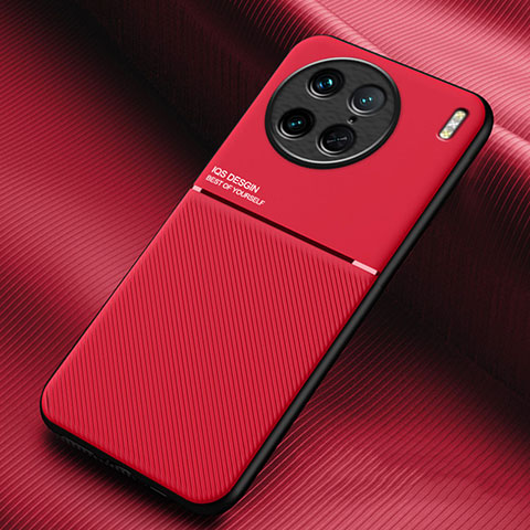 Custodia Silicone Ultra Sottile Morbida Cover con Magnetico per Vivo X90 Pro 5G Rosso