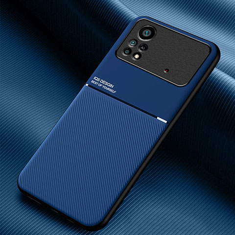 Custodia Silicone Ultra Sottile Morbida Cover con Magnetico per Xiaomi Poco X4 Pro 5G Blu